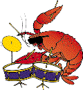 crawfish playing drums